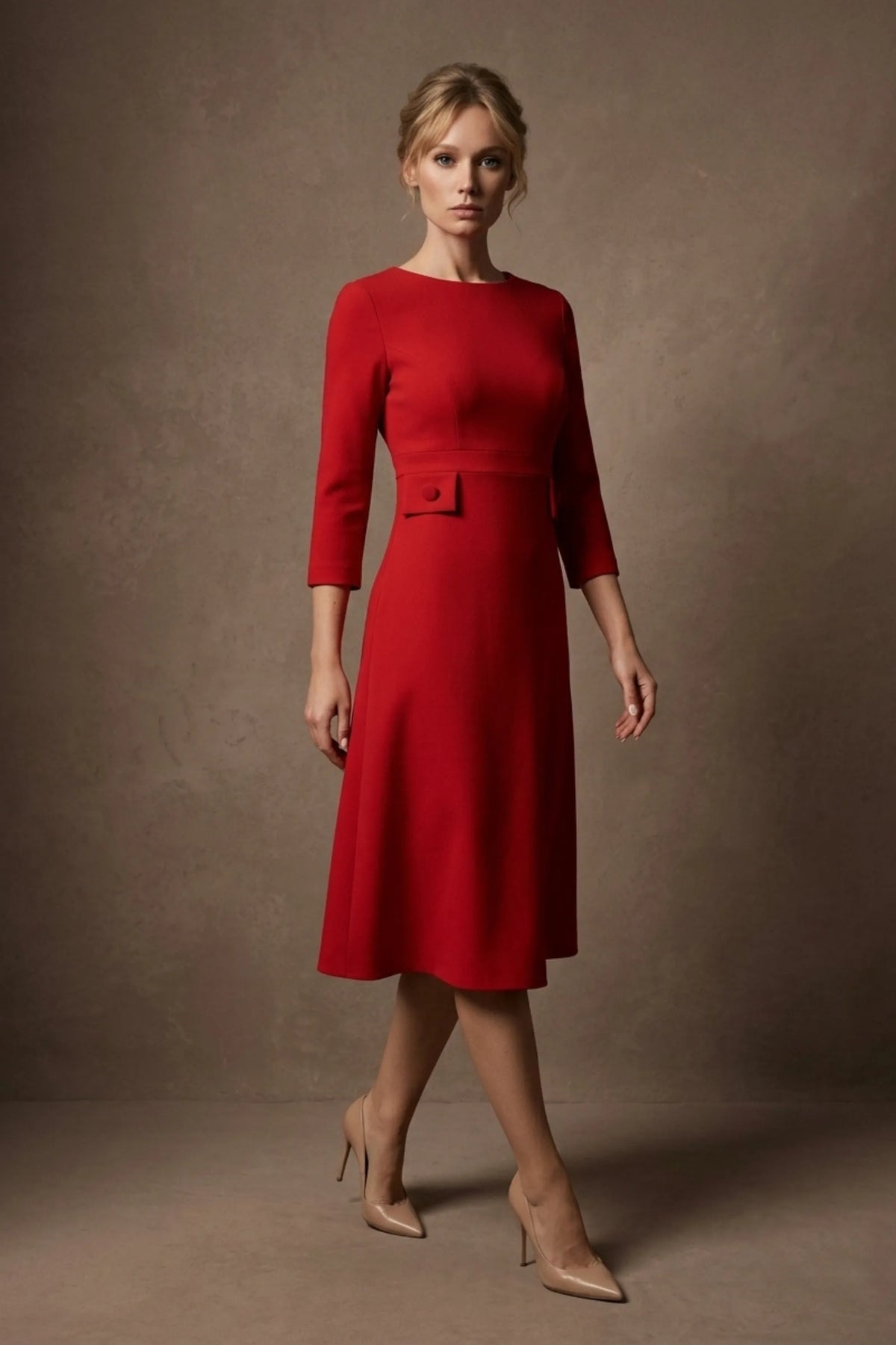 Seed Gresham 3/4 Sleeve Knee Length A-Line Dress 