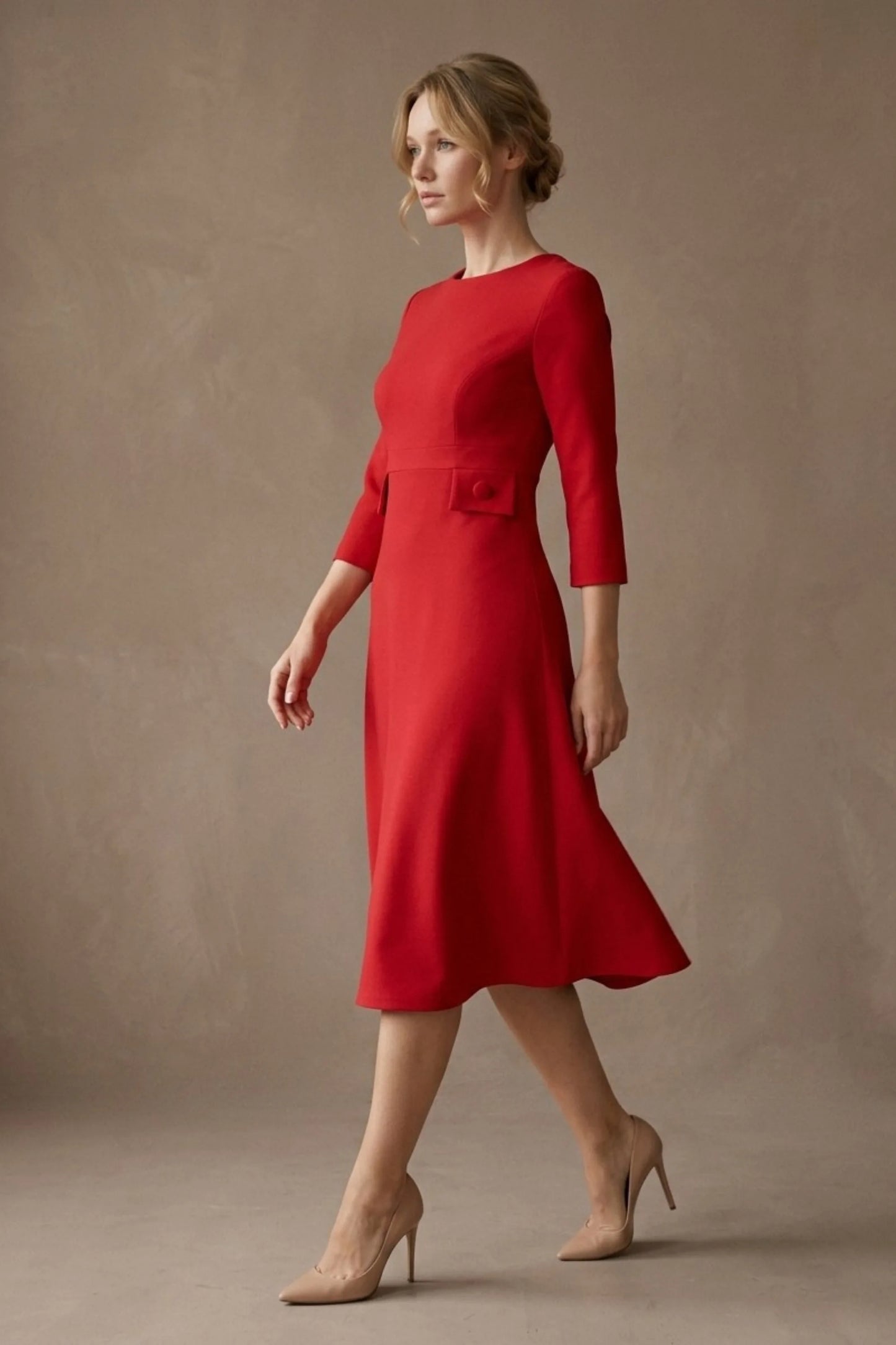 Seed Gresham 3/4 Sleeve Knee Length A-Line Dress 
