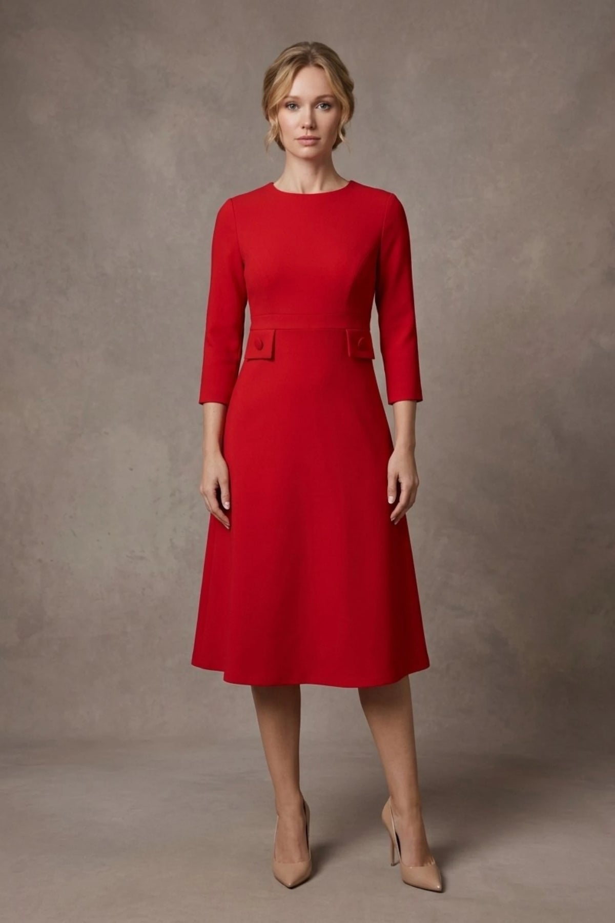 Seed Gresham 3/4 Sleeve Knee Length A-Line Dress 