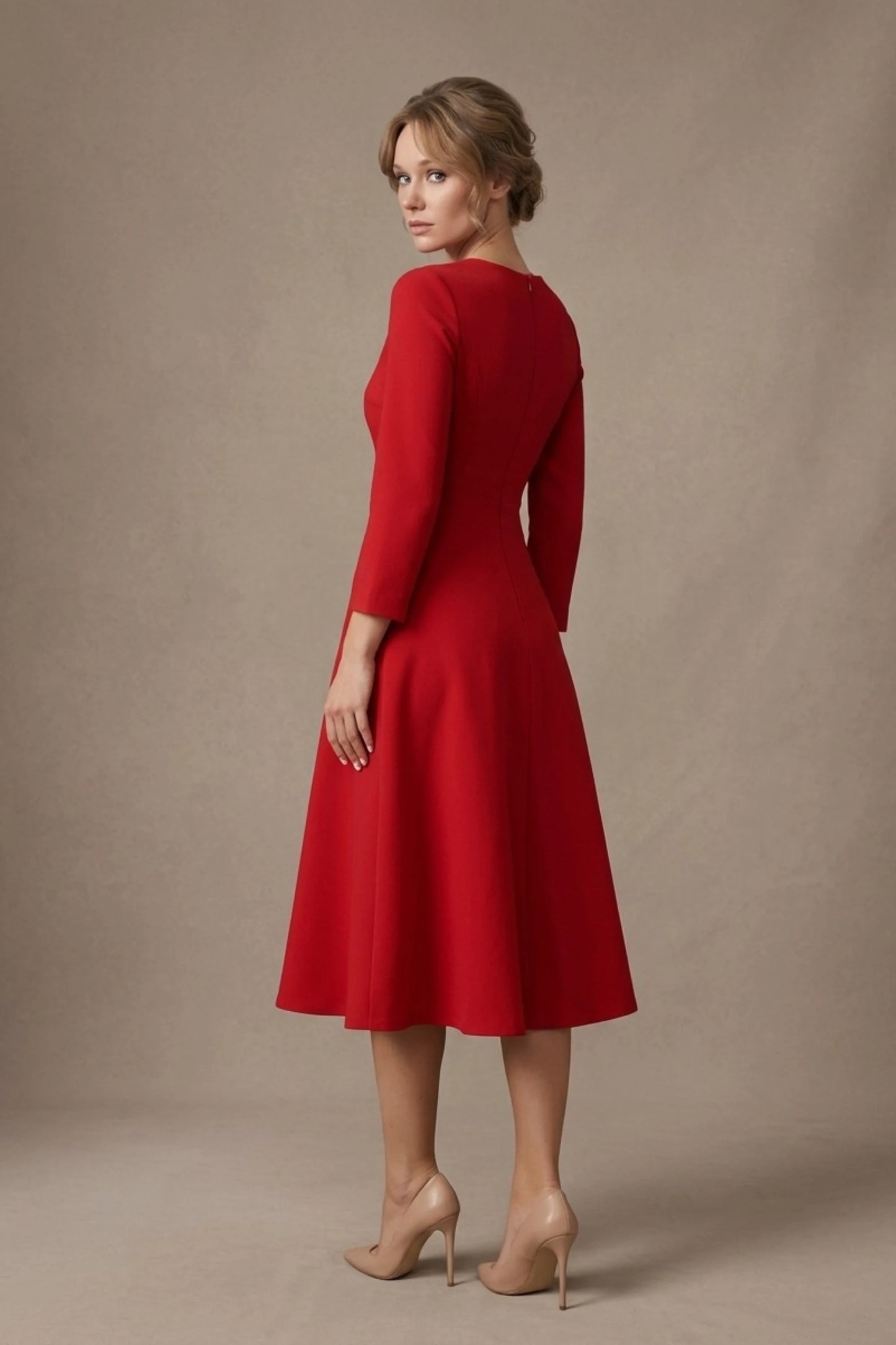 Seed Gresham 3/4 Sleeve Knee Length A-Line Dress 