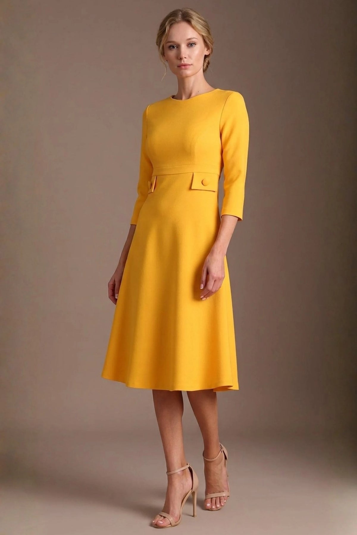 Seed Gresham 3/4 Sleeve Knee Length A-Line Dress 