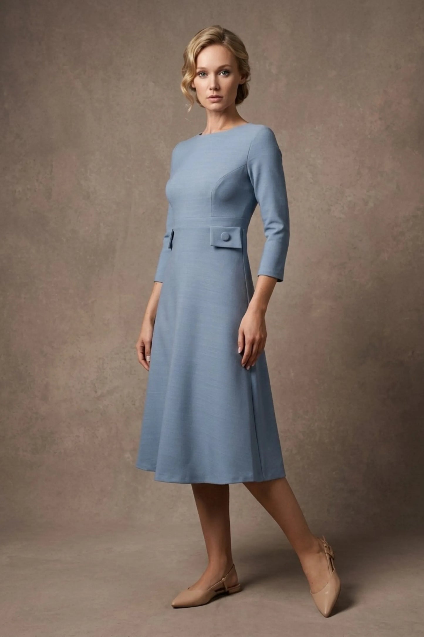 Seed Gresham 3/4 Sleeve Knee Length A-Line Dress 