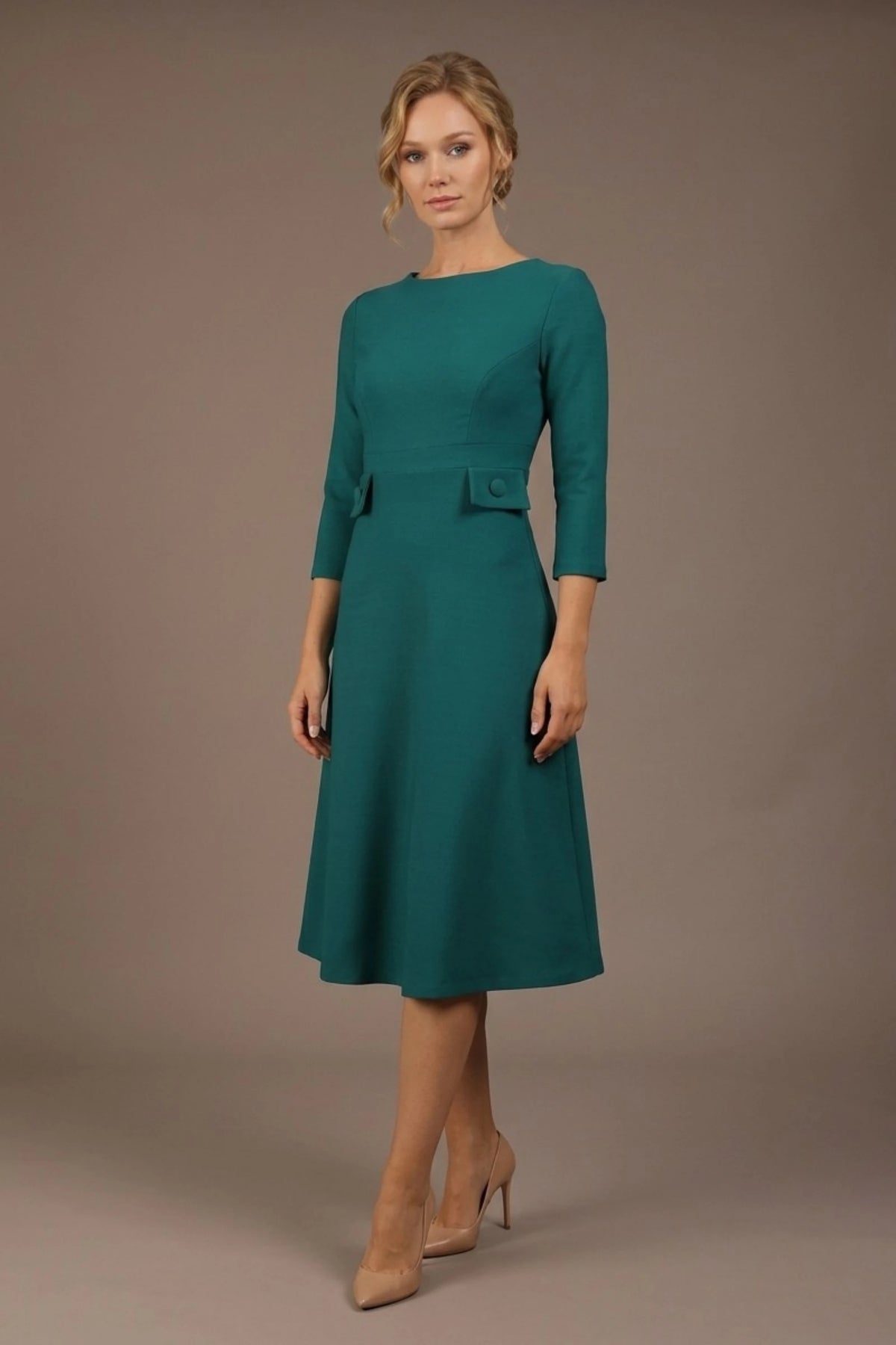 Seed Gresham 3/4 Sleeve Knee Length A-Line Dress 