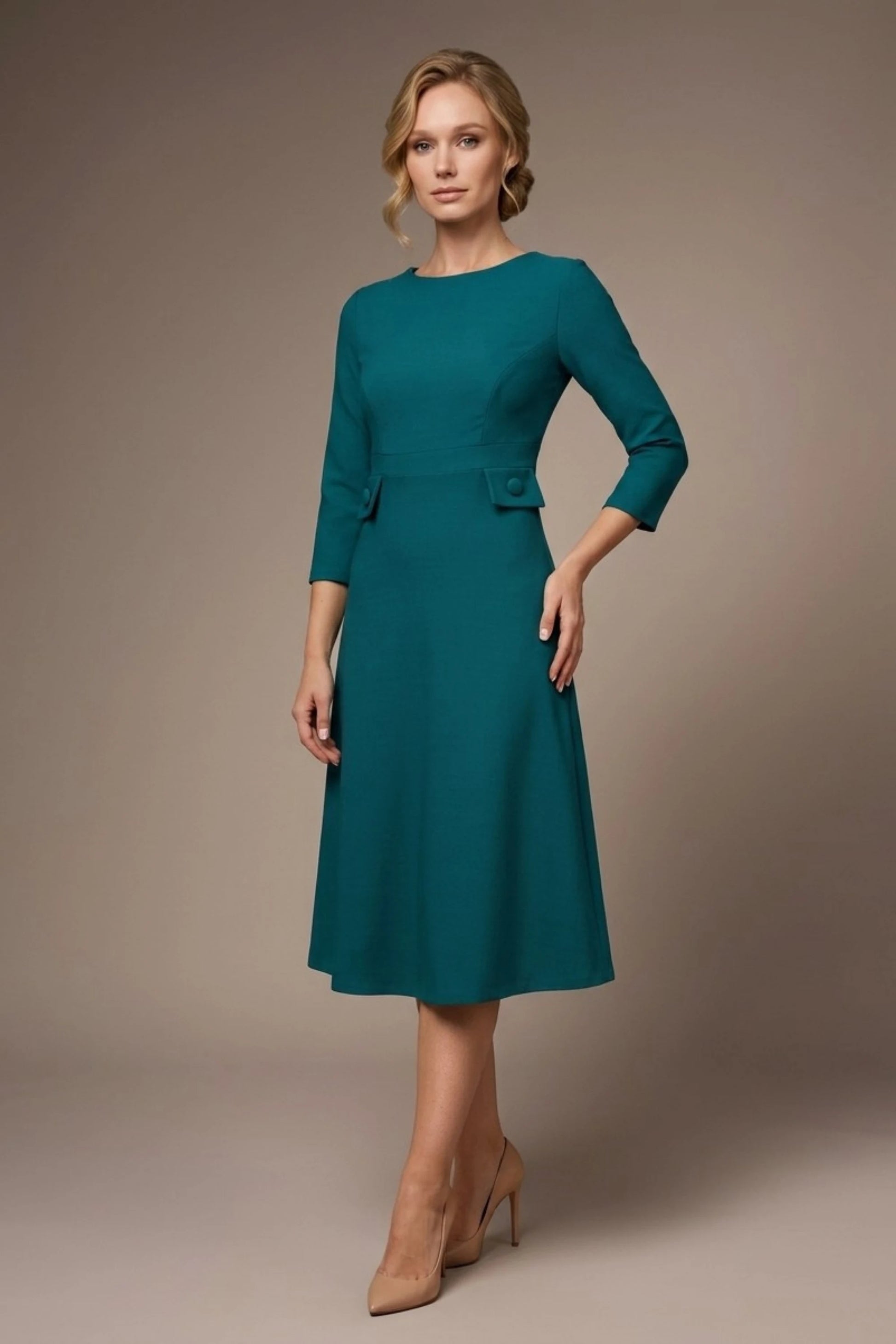Seed Gresham 3/4 Sleeve Knee Length A-Line Dress 