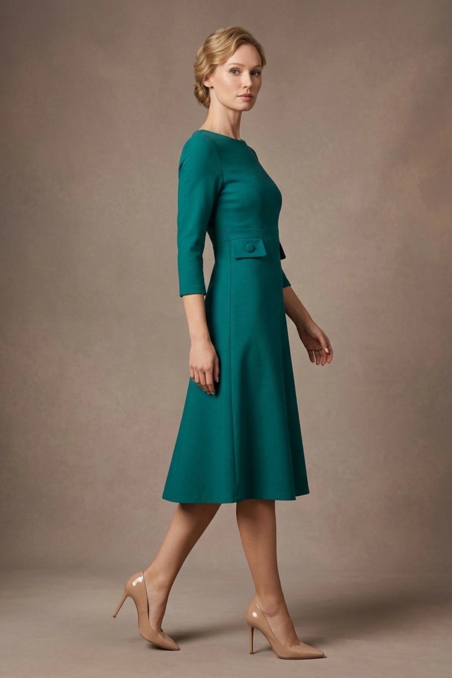 Seed Gresham 3/4 Sleeve Knee Length A-Line Dress 