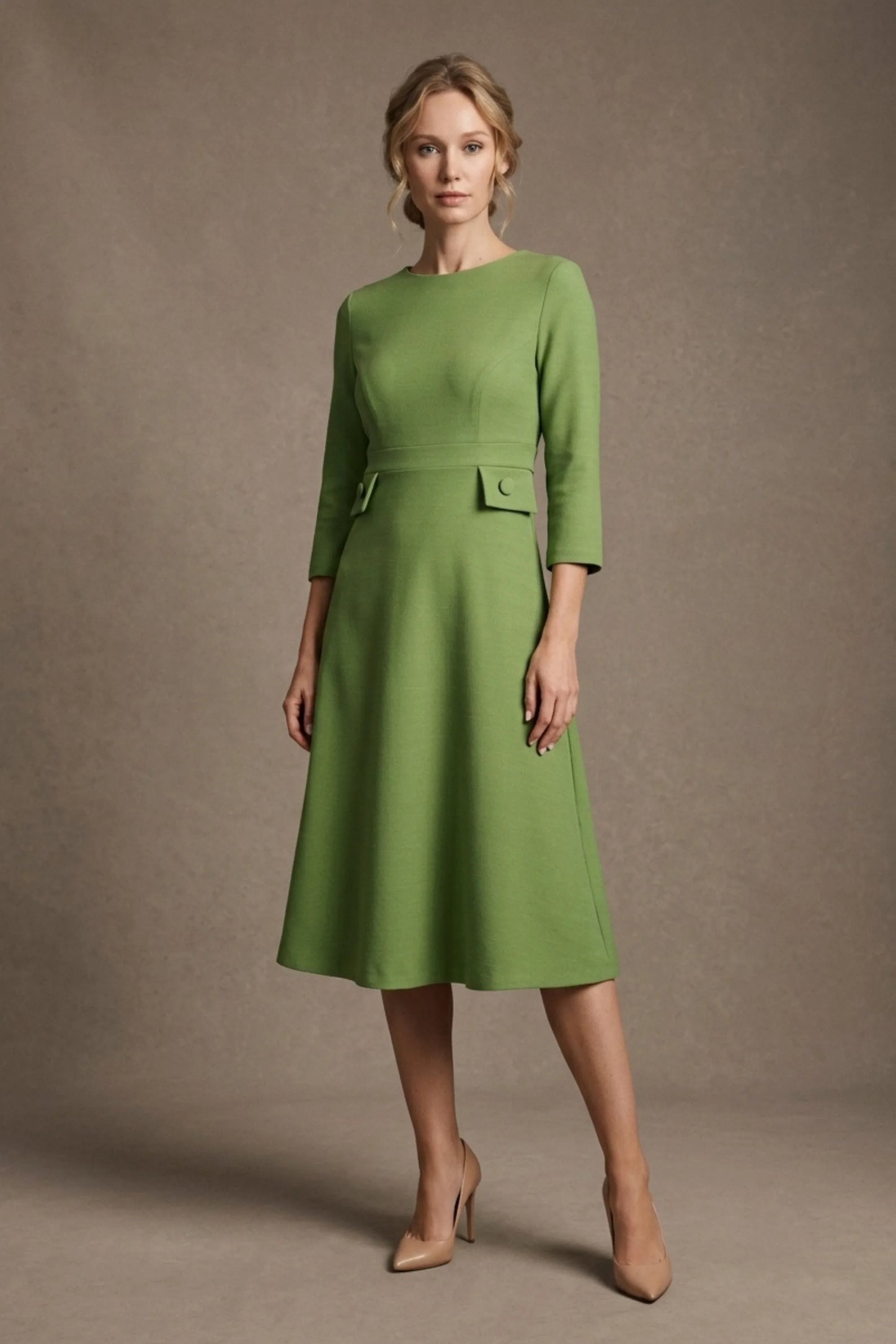 Seed Gresham 3/4 Sleeve Knee Length A-Line Dress 
