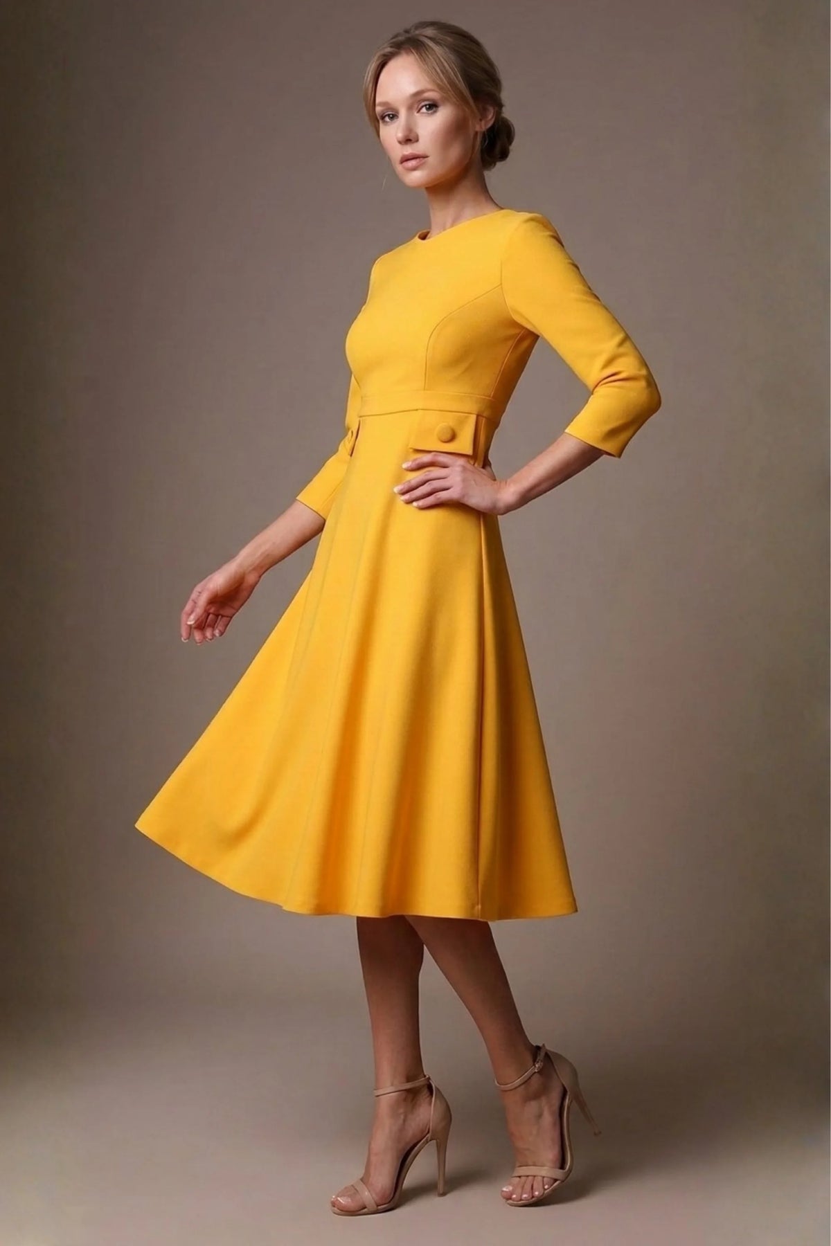 Seed Gresham 3/4 Sleeve Knee Length A-Line Dress 