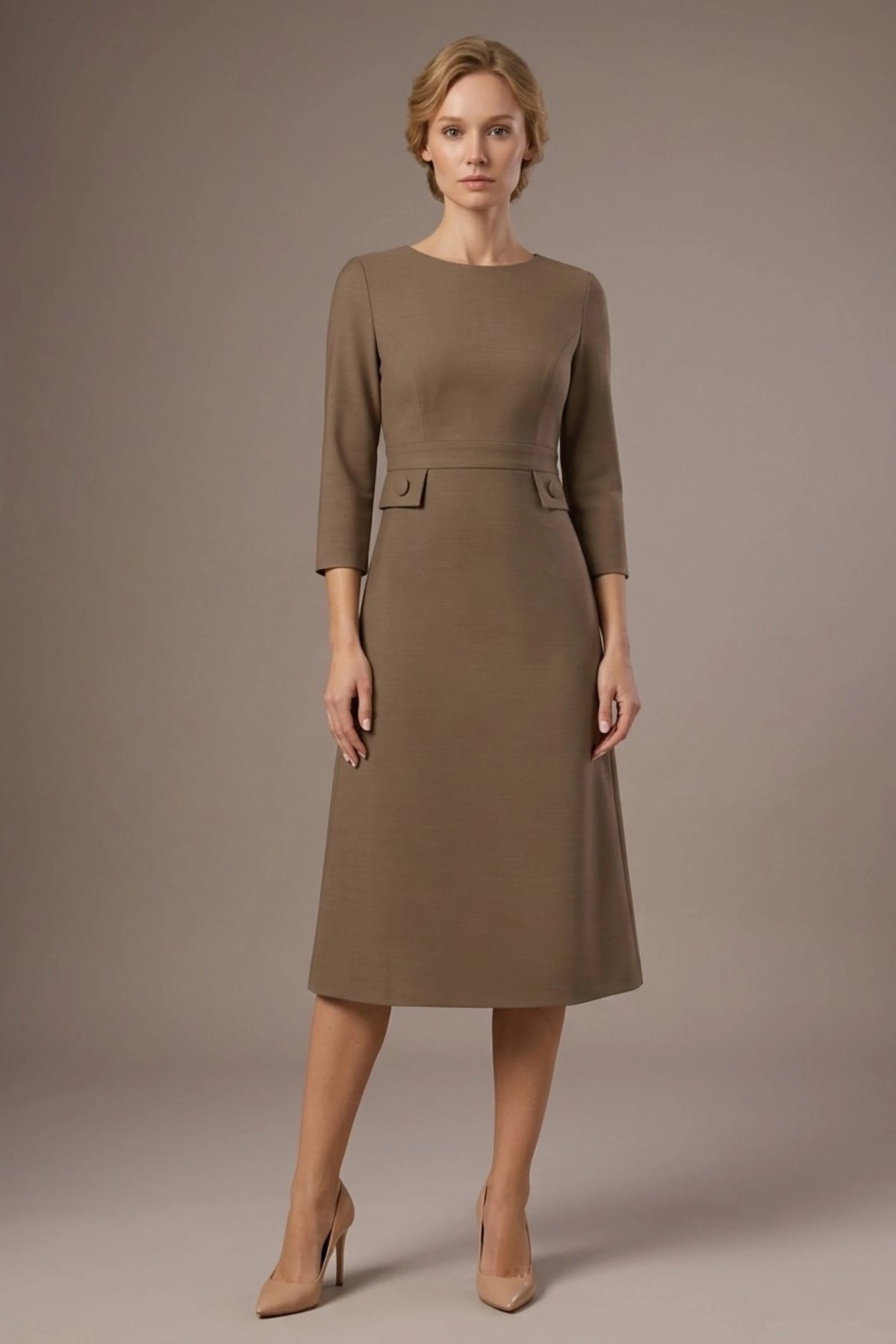 Seed Gresham 3/4 Sleeve Knee Length A-Line Dress 