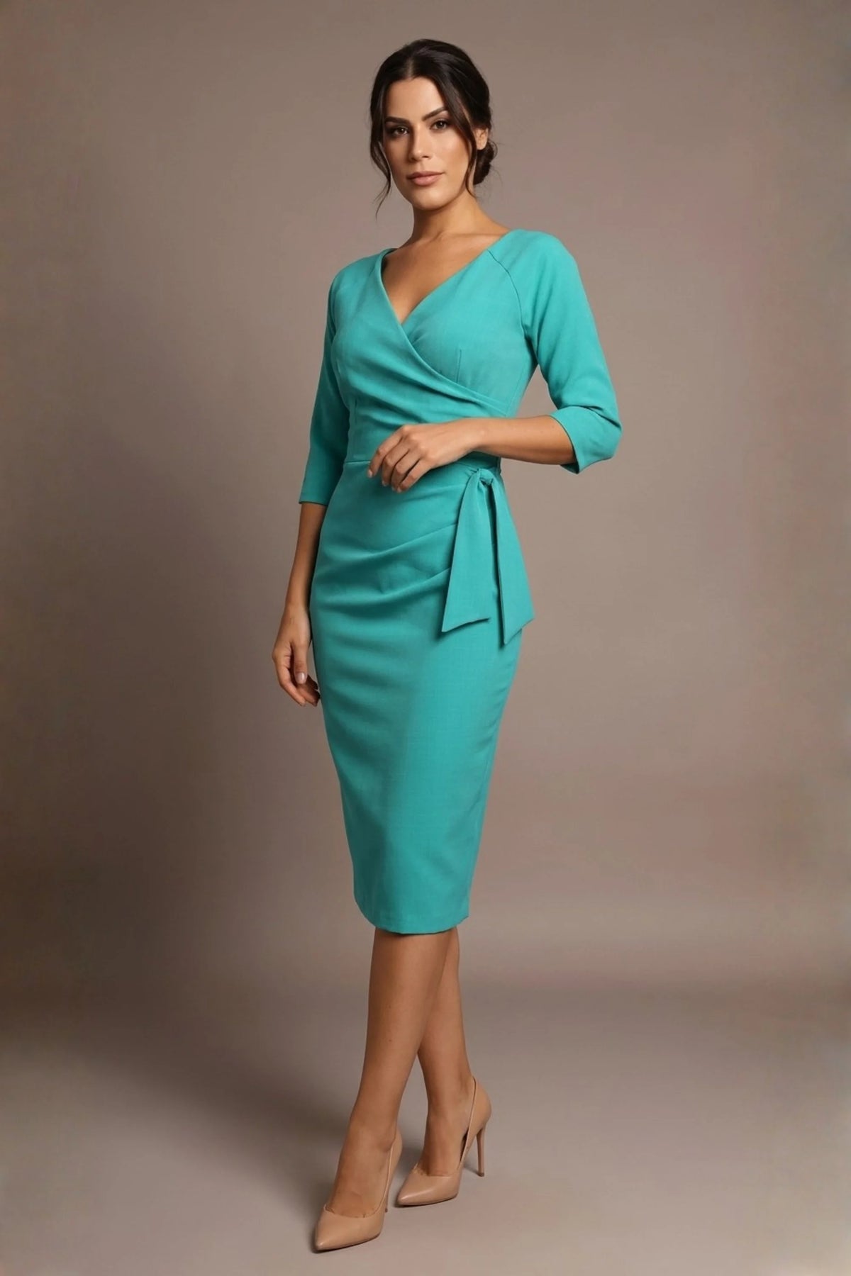 Bronwen 3/4 sleeved Tie Pencil Dress