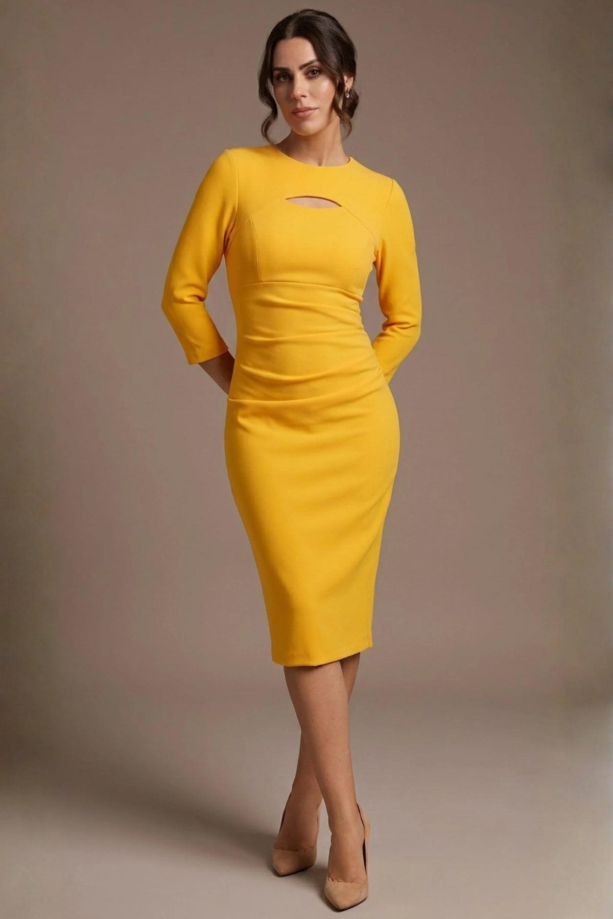 Clementine Keyhole Sleeved Pencil Dress 