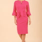 model wearing a diva catwalk Hobson ruffled sleeves Pencil Dress in Fuchsia Pink colour (Fuchsia Pink)