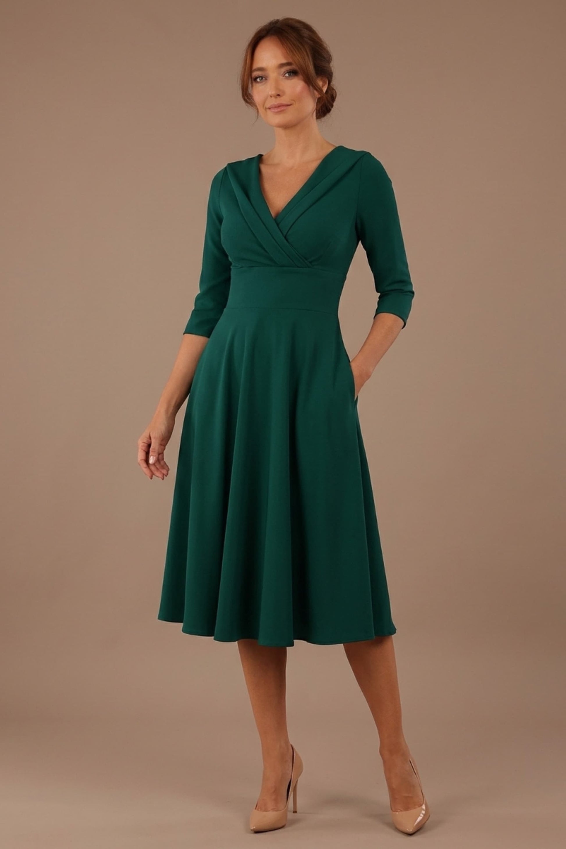 Fabienne 3/4 sleeved A-line Dress with pockets 