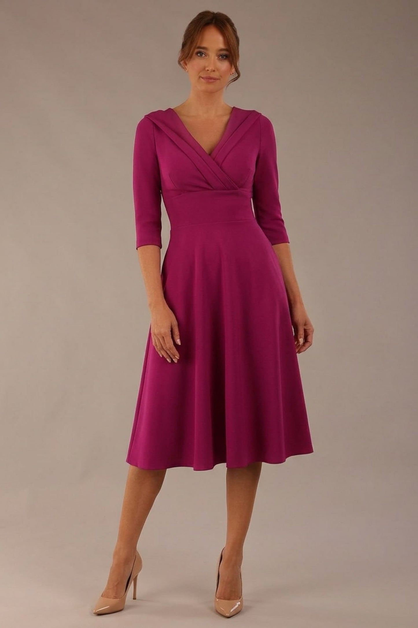 Fabienne 3/4 sleeved A-line Dress with pockets 