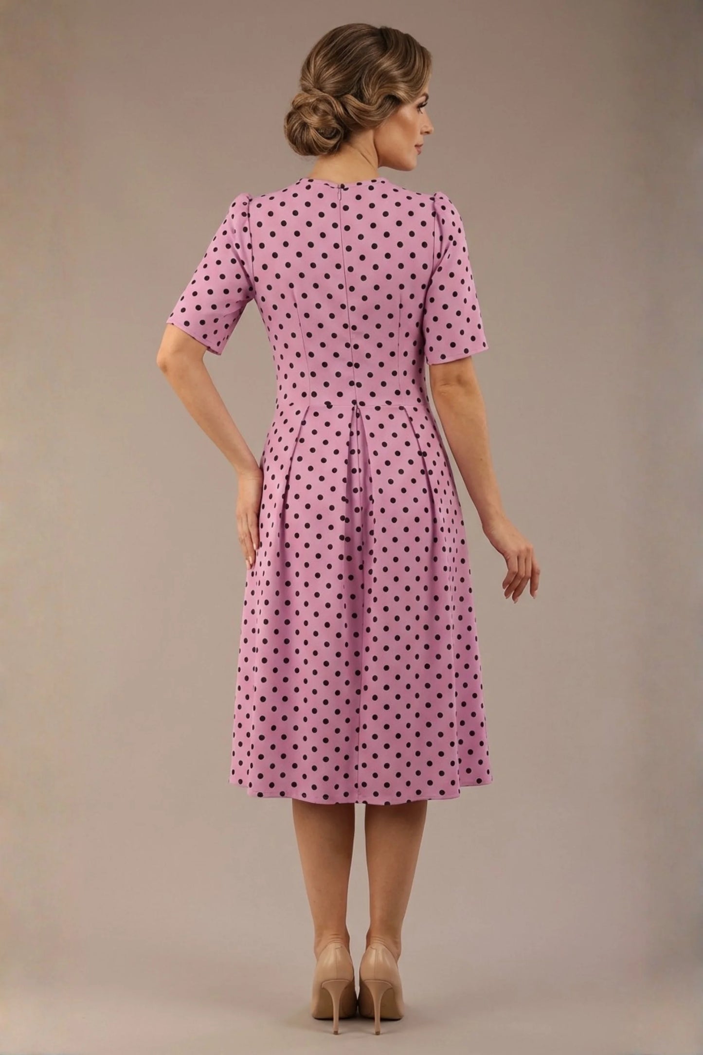 Myriad Polka Dot V Neck & Bat Sleeves Midi Dress