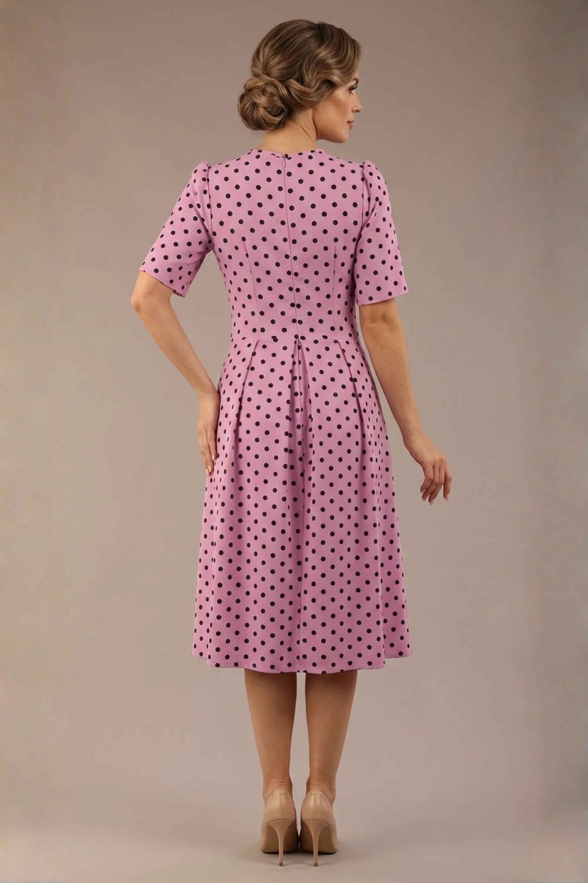 Myriad Polka Dot V Neck & Bat Sleeves Midi Dress