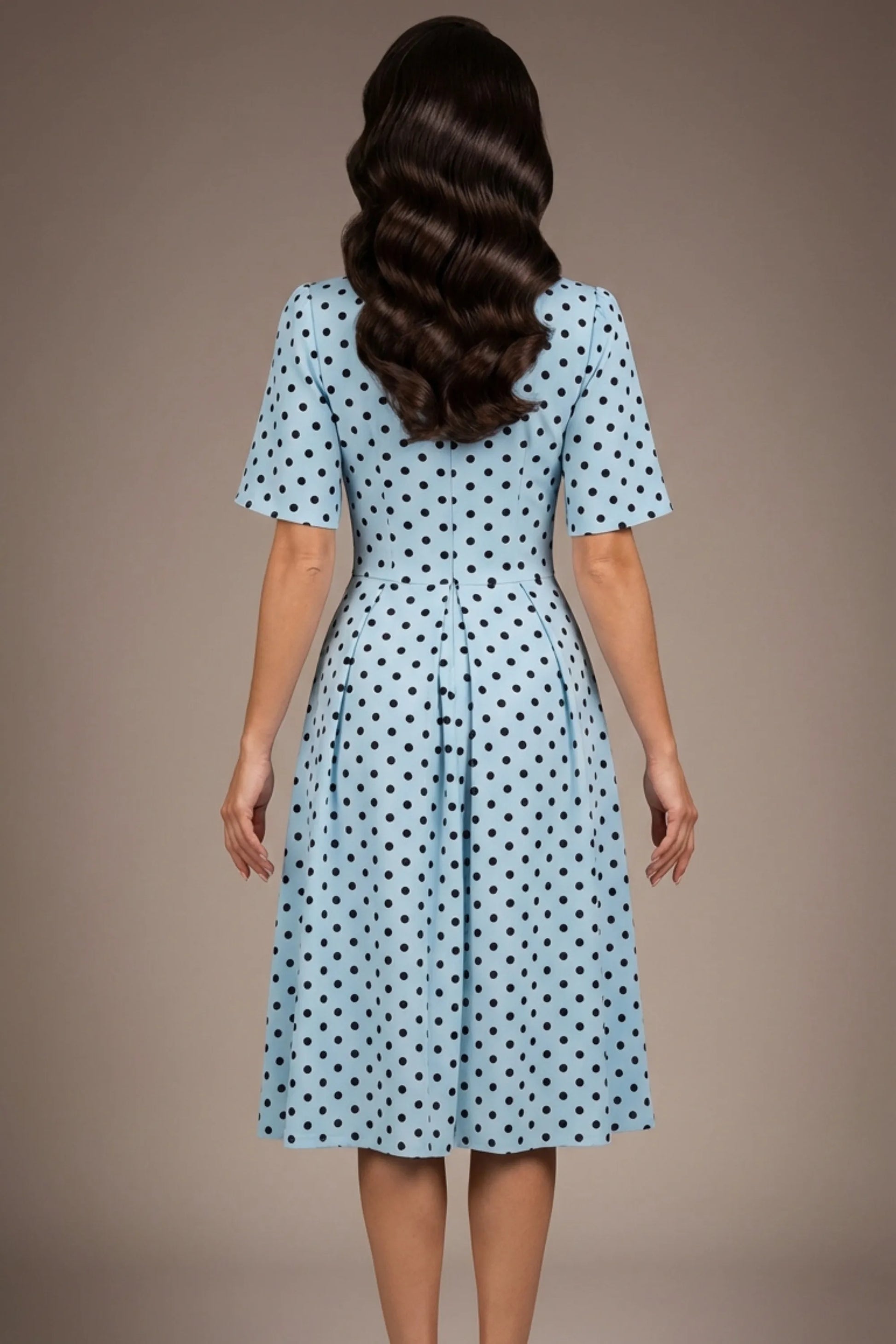 Myriad Polka Dot V Neck & Bat Sleeves Midi Dress