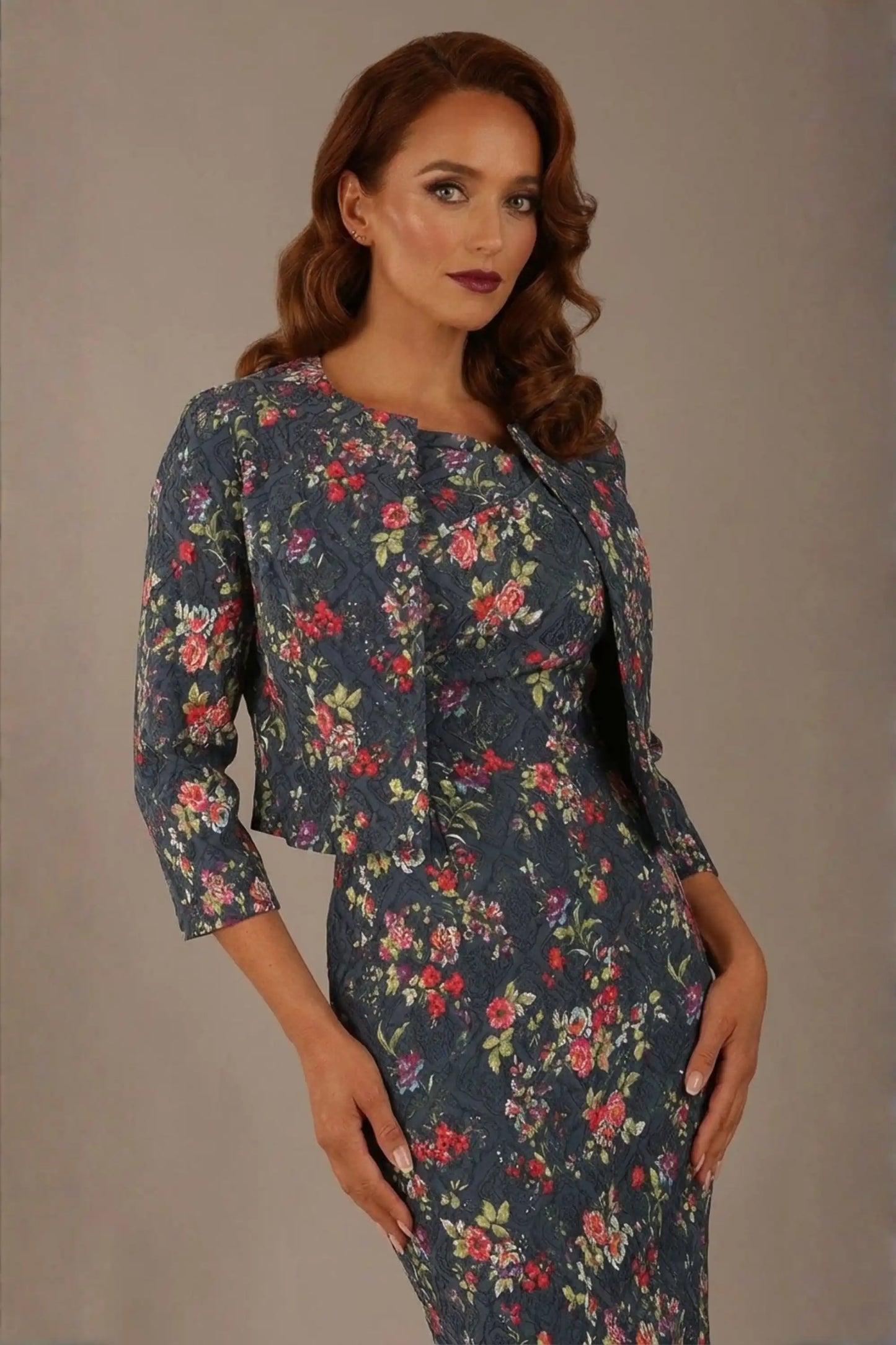 Valetta Cropped Floral Jacquard Jacket 