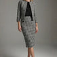 Solara Dogtooth Stretch Pencil Skirt