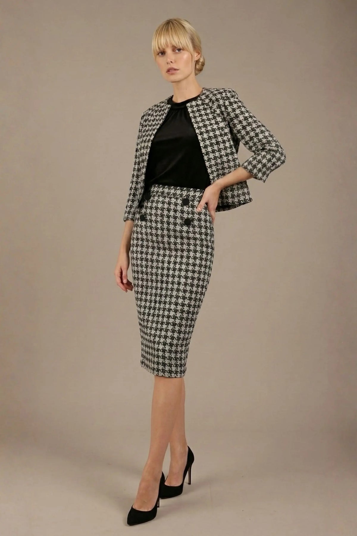 Solara Dogtooth Stretch Pencil Skirt – Diva Catwalk, image 4