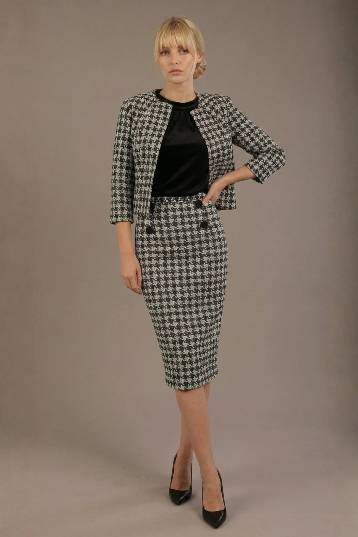 Solara Dogtooth Stretch Pencil Skirt – Diva Catwalk, image 5