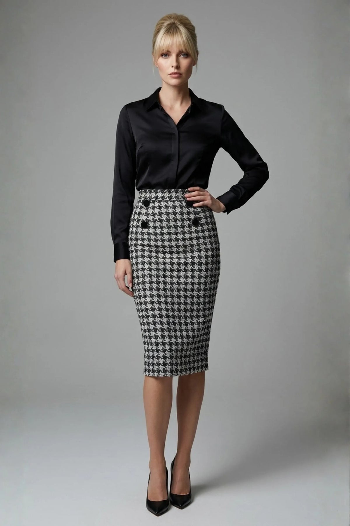 Solara Dogtooth Stretch Pencil Skirt – Diva Catwalk, image 24