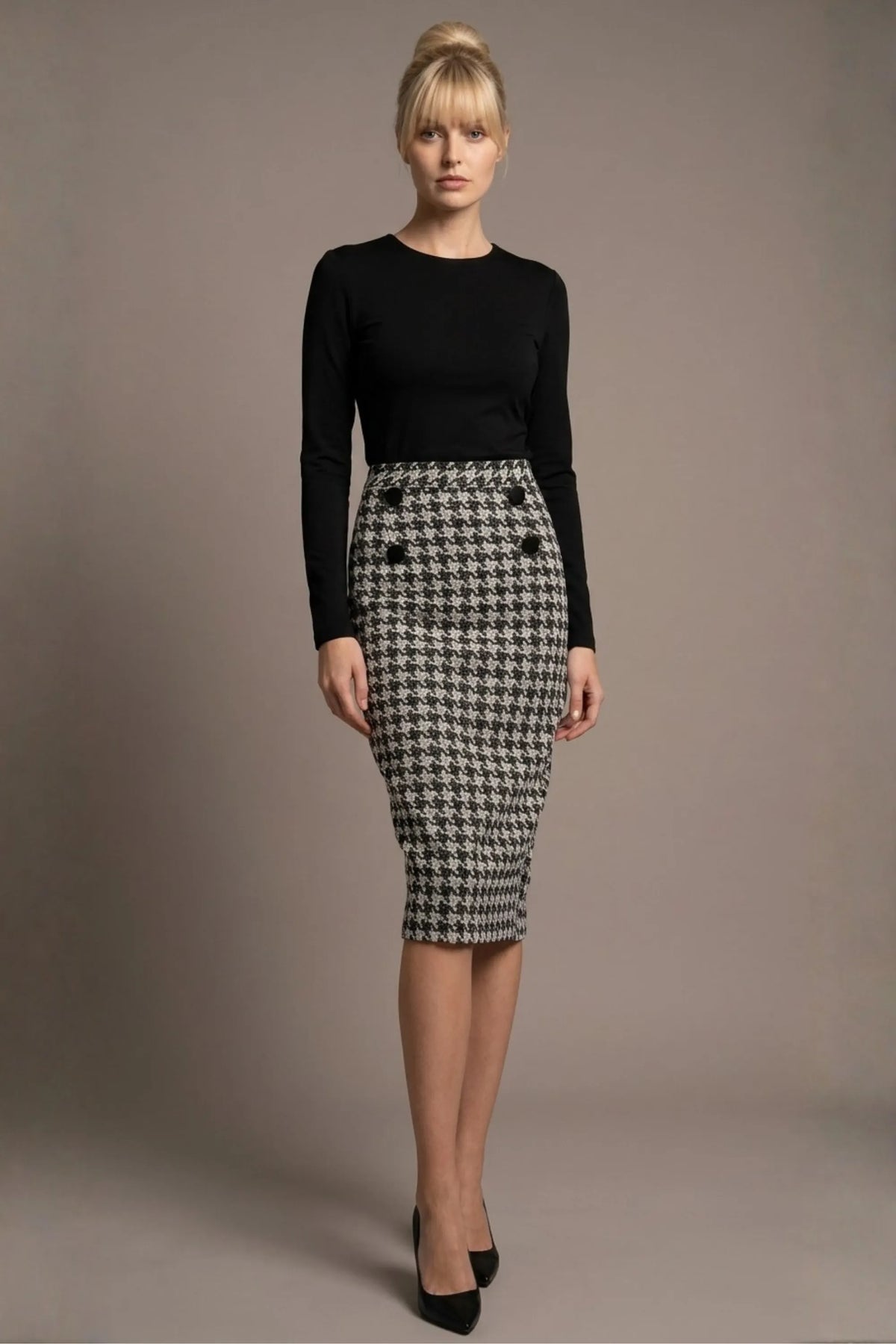 Solara Dogtooth Stretch Pencil Skirt – Diva Catwalk, image 25
