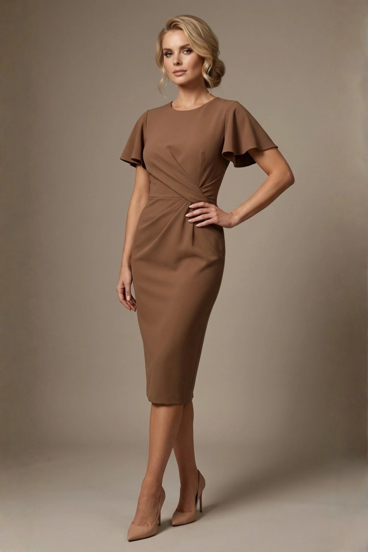 Finley Midi Pencil Dress in Camel – Diva Catwalk, image 10