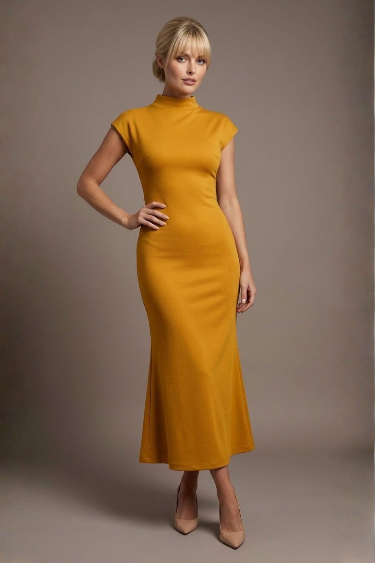 Kaden High Neck Midaxi Dress 