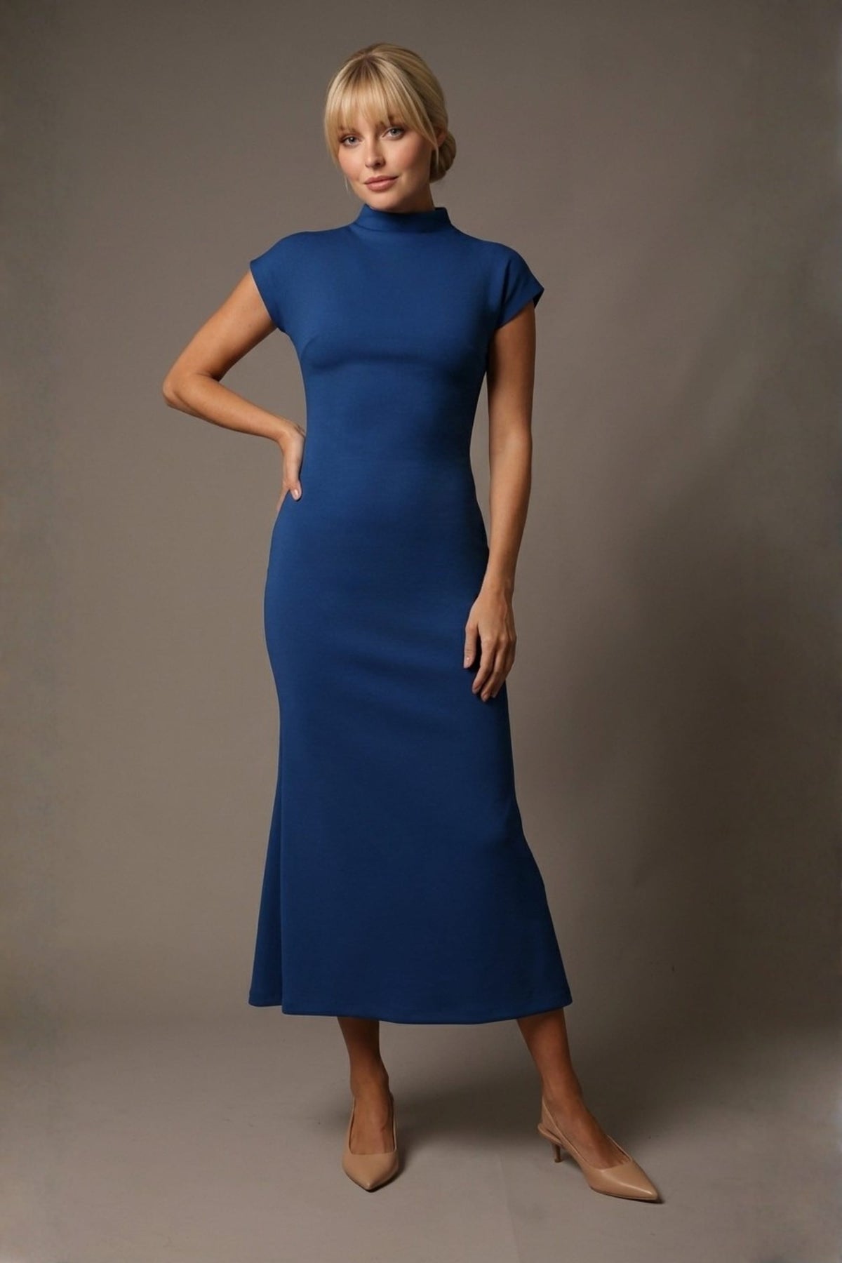 Kaden High Neck Midaxi Dress in True Blue – Diva Catwalk, image 19
