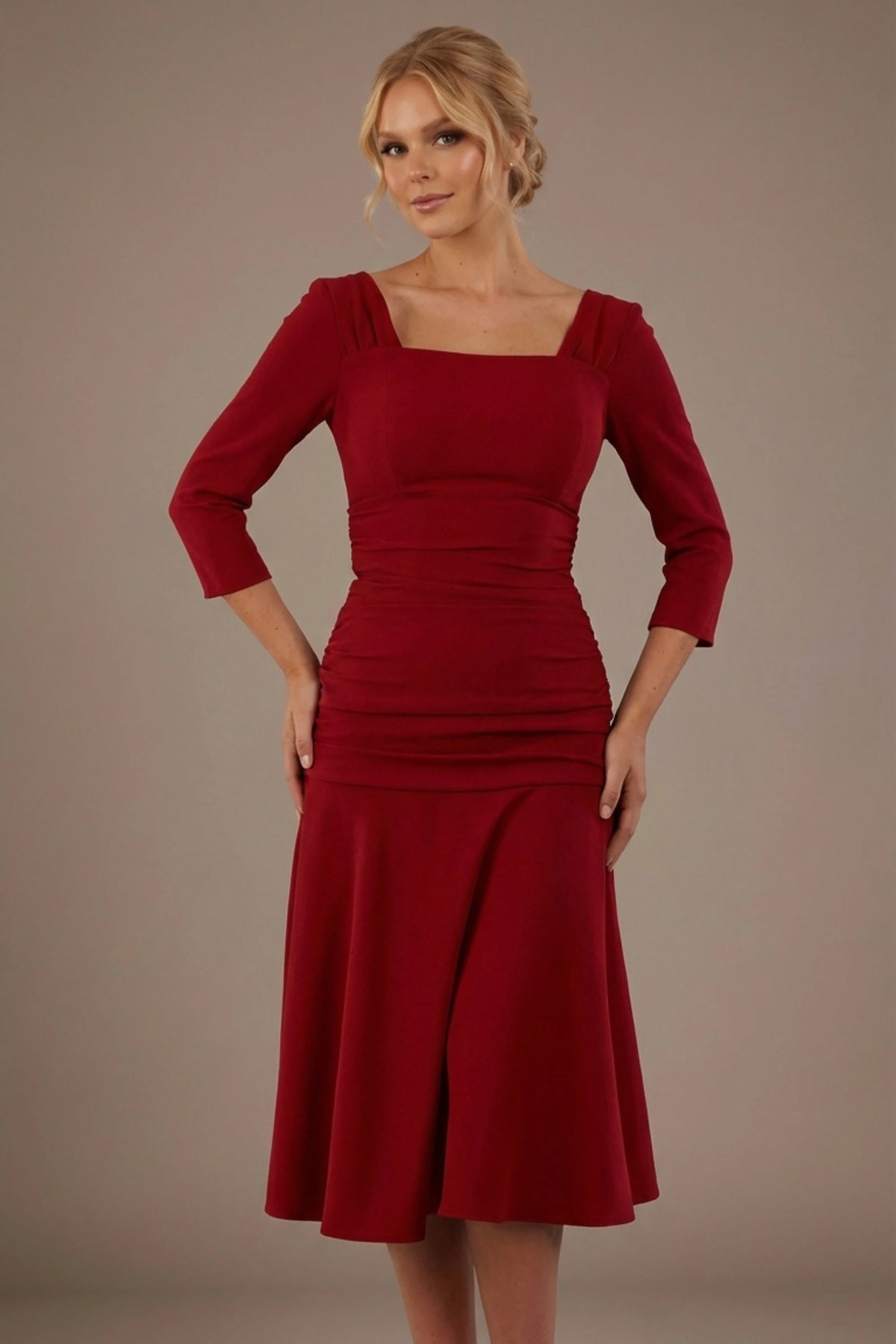 Rowan Ruched Square Neck Dress – Diva Catwalk, image 4