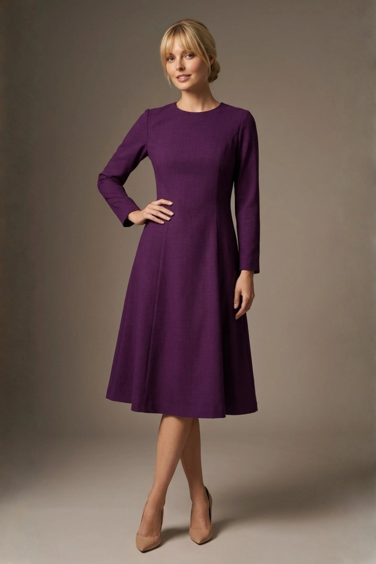 Turner Long Sleeve A-Line Dress in Imperial Purple – Diva Catwalk, image 28