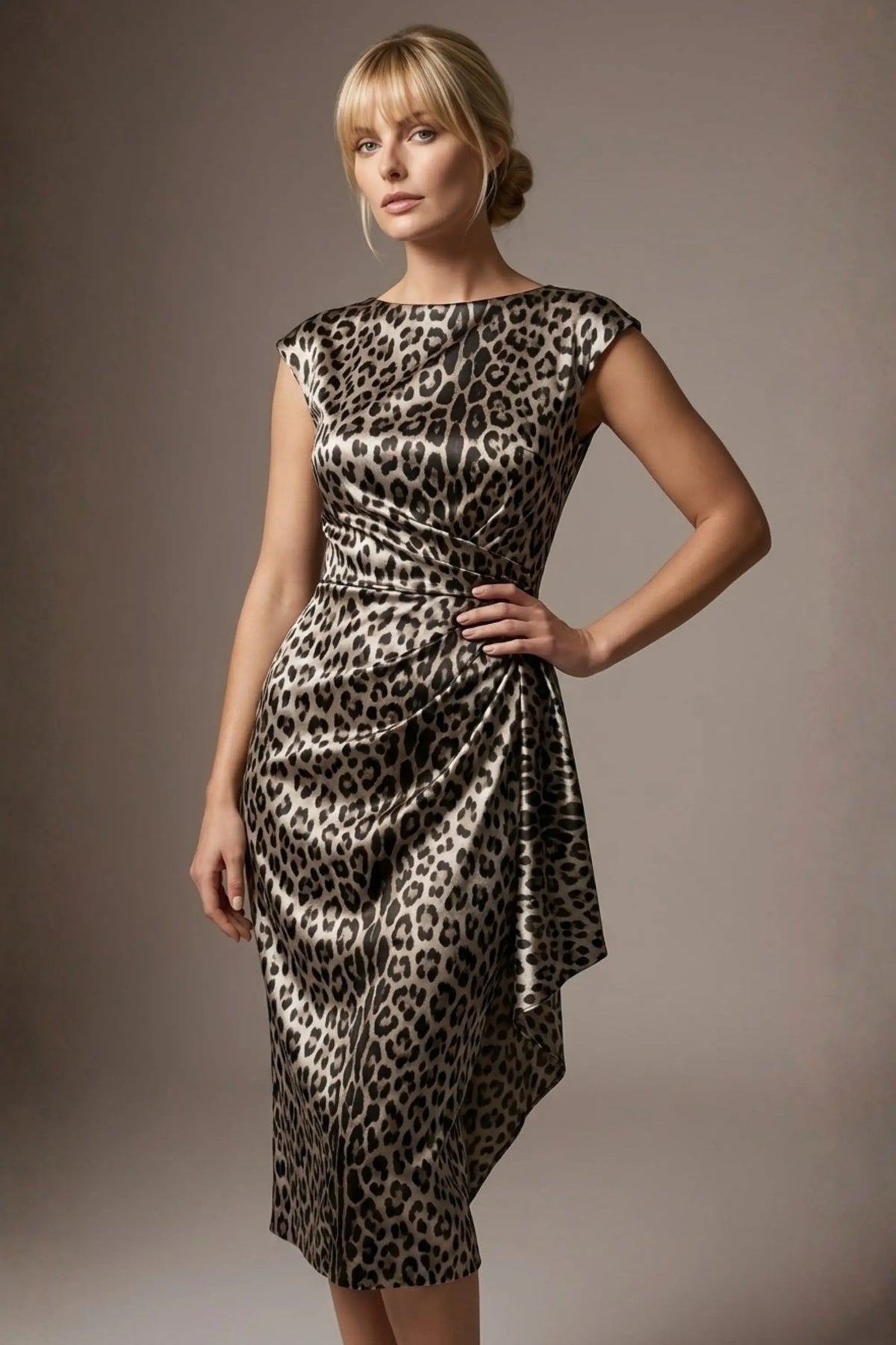 Thame Asymmetric Satin Cascade Dress – detail
