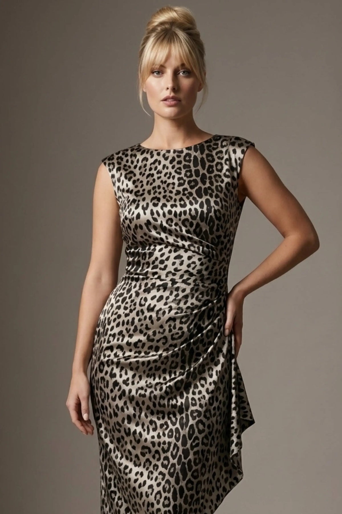 Thame Asymmetric Satin Cascade Dress – detail
