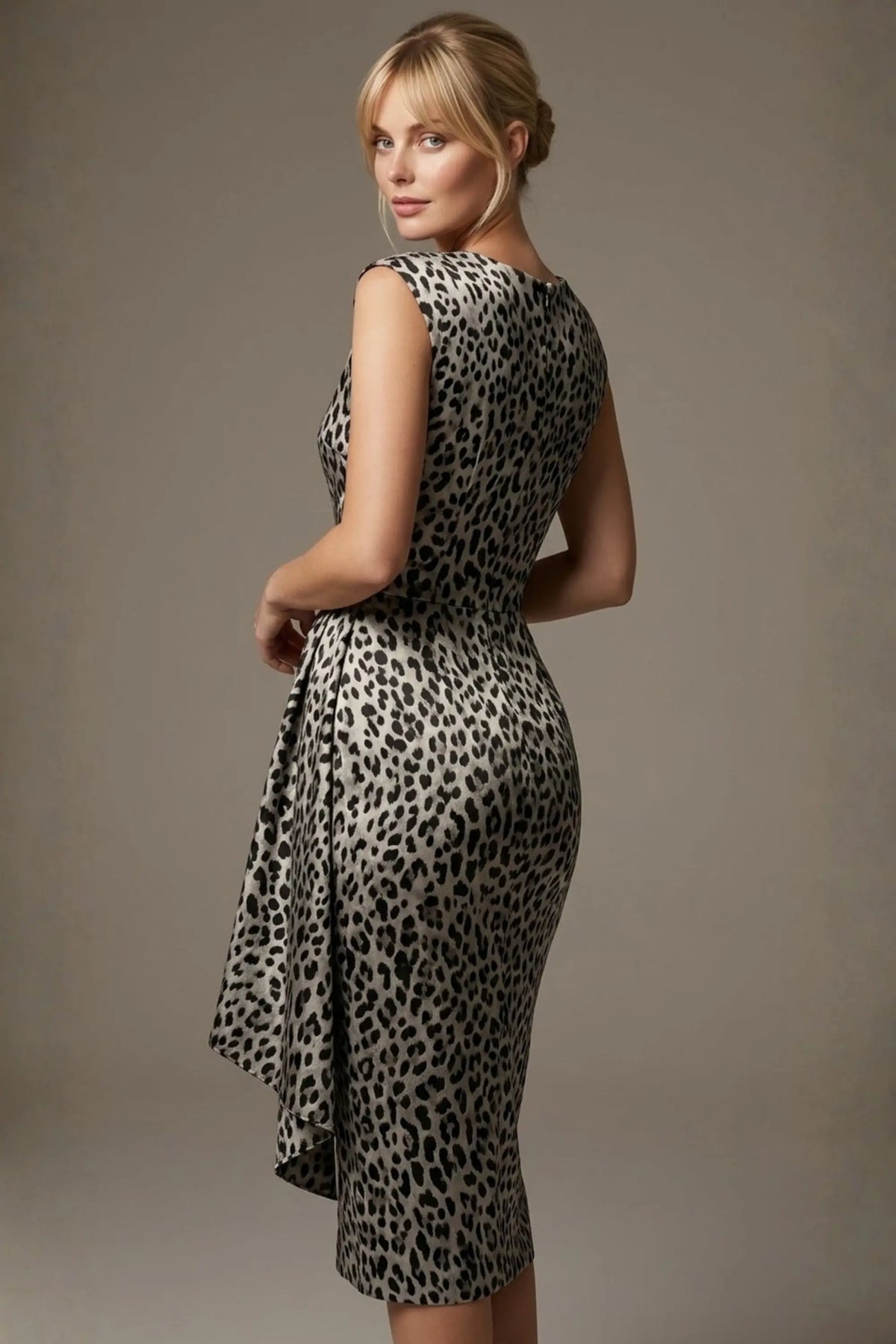 Thame Asymmetric Satin Cascade Dress – detail
