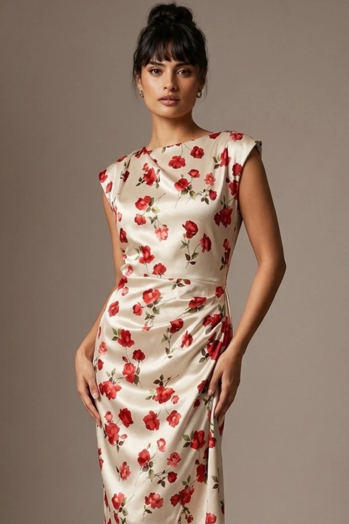 Thame Asymmetric Satin Cascade Dress