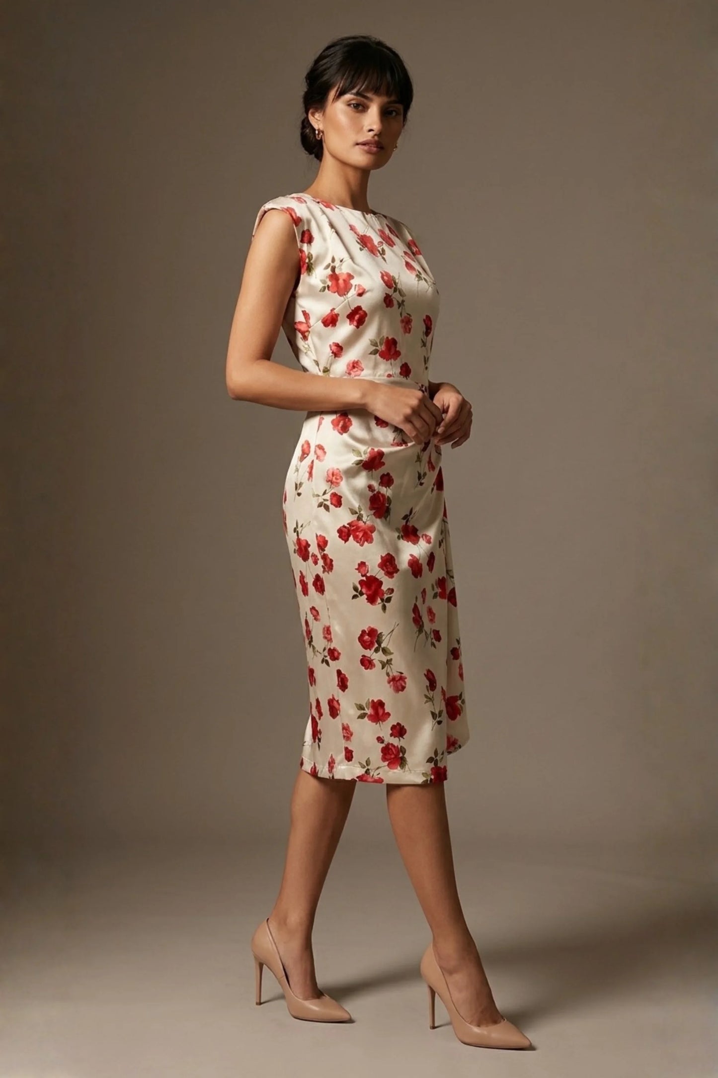 Thame Asymmetric Satin Cascade Dress