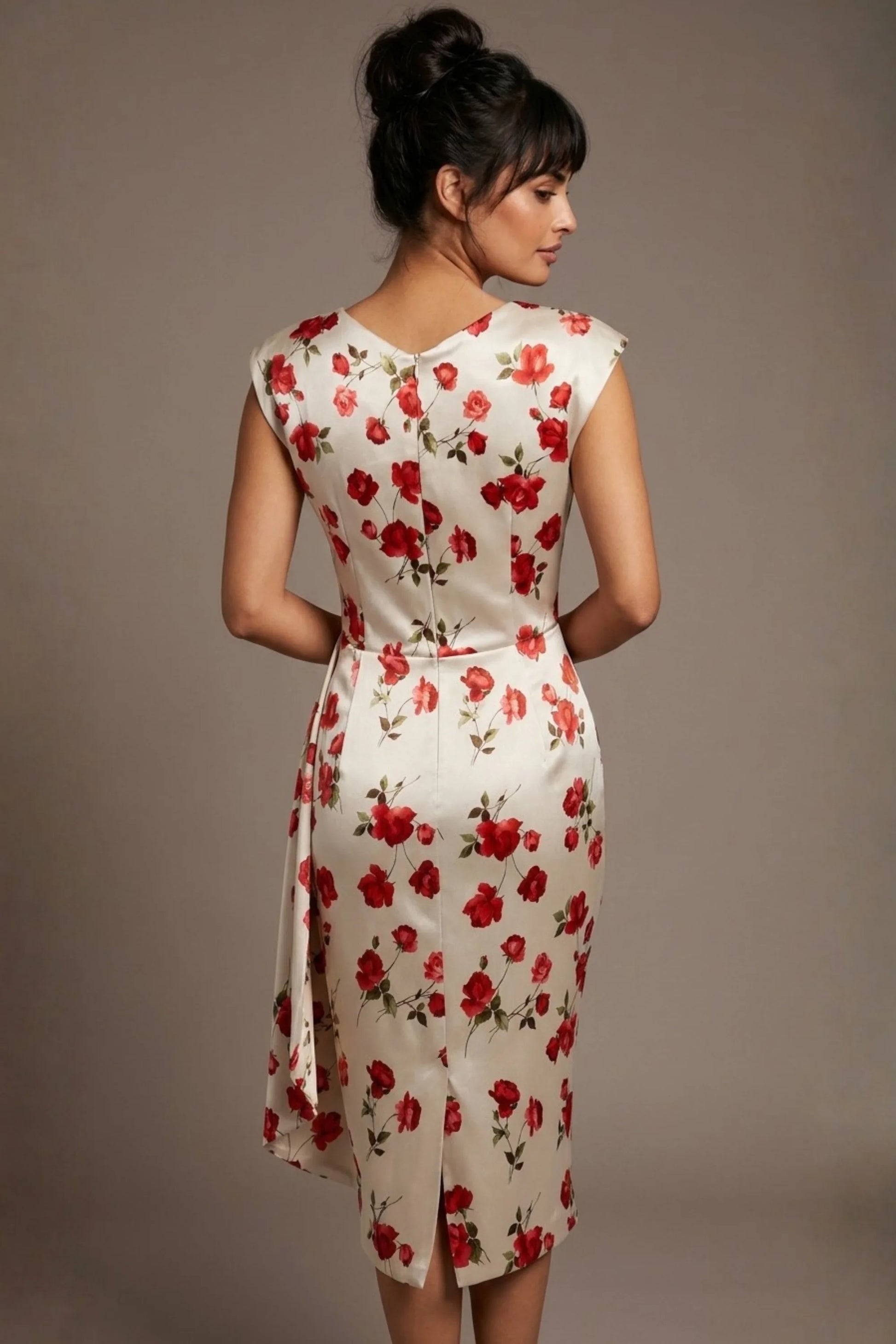 Thame Asymmetric Satin Cascade Dress