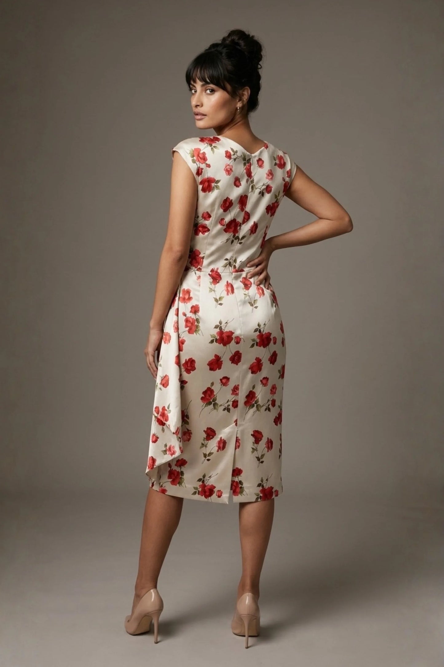 Thame Asymmetric Satin Cascade Dress