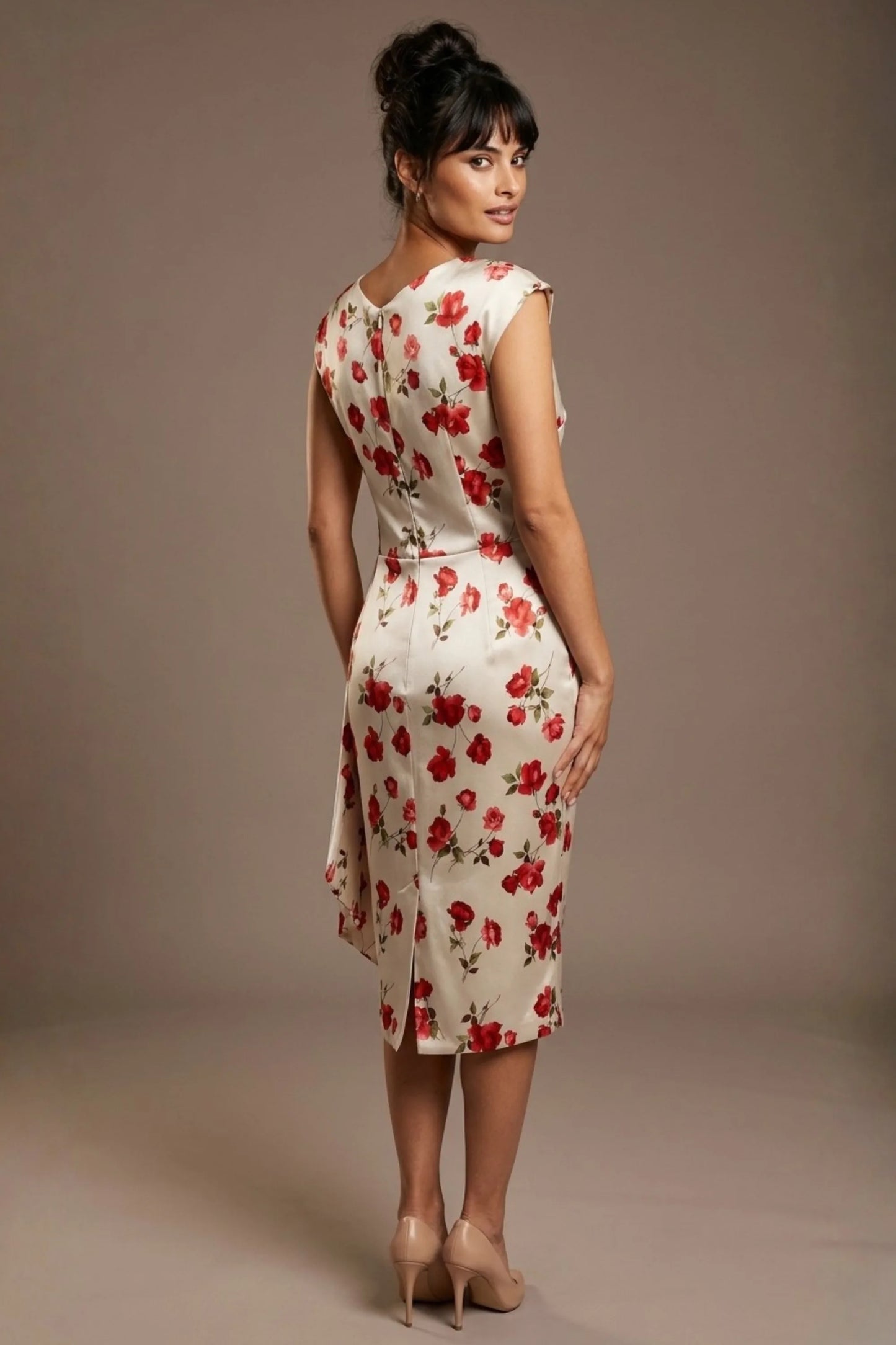 Thame Asymmetric Satin Cascade Dress