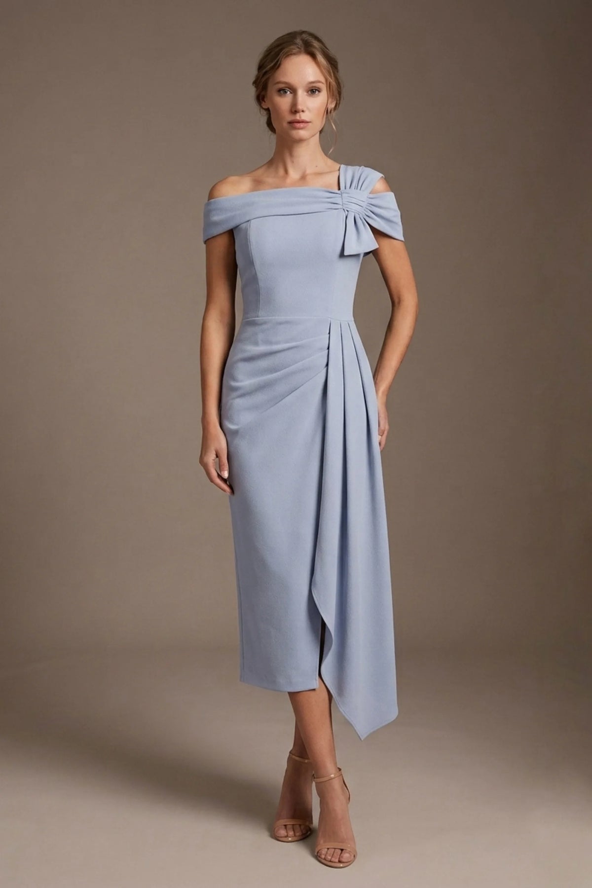 Olina Sculptural Off-The-Shoulder Drape Dress – Diva Catwalk, image 5