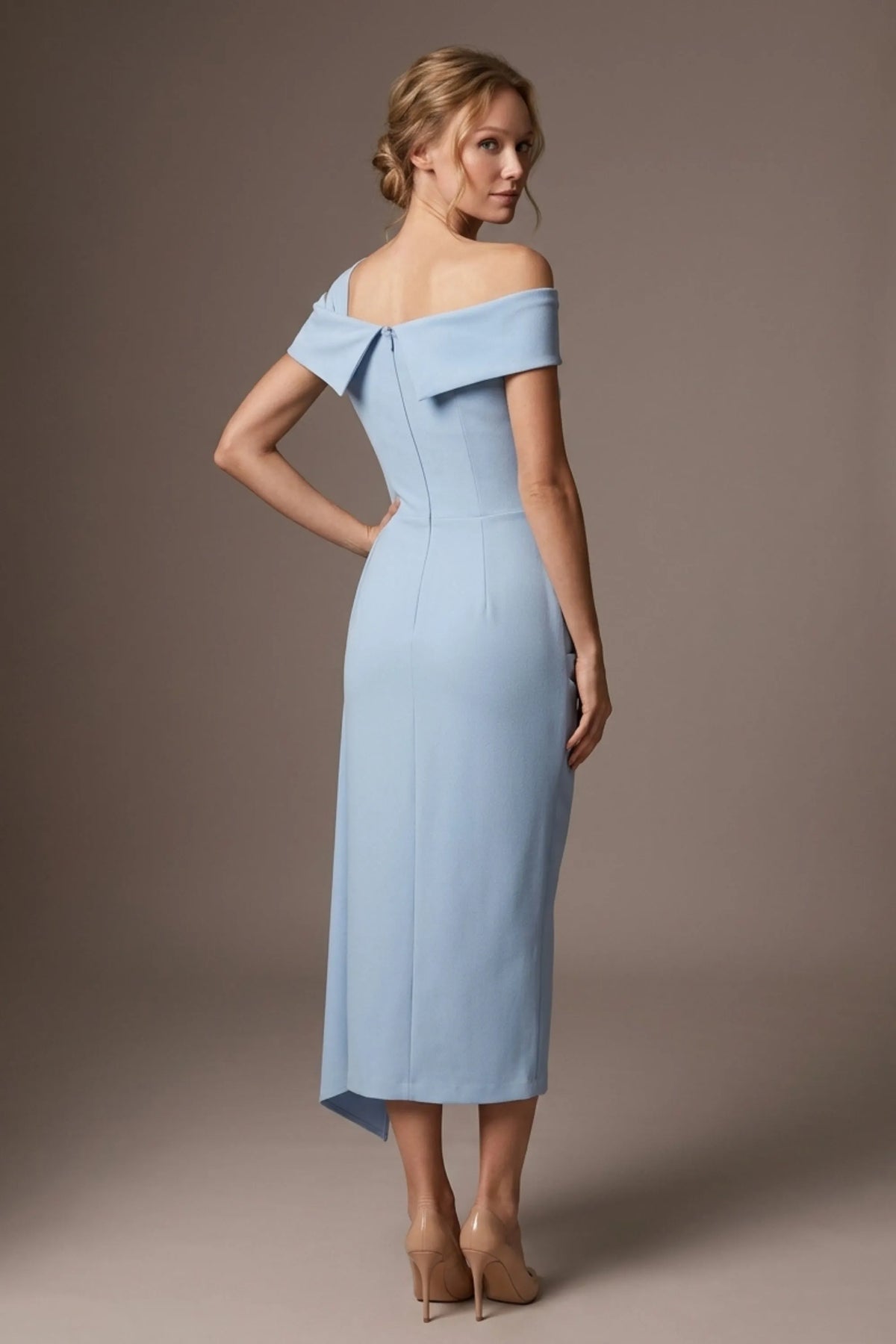 Olina Sculptural Off-The-Shoulder Drape Dress – Diva Catwalk, image 6