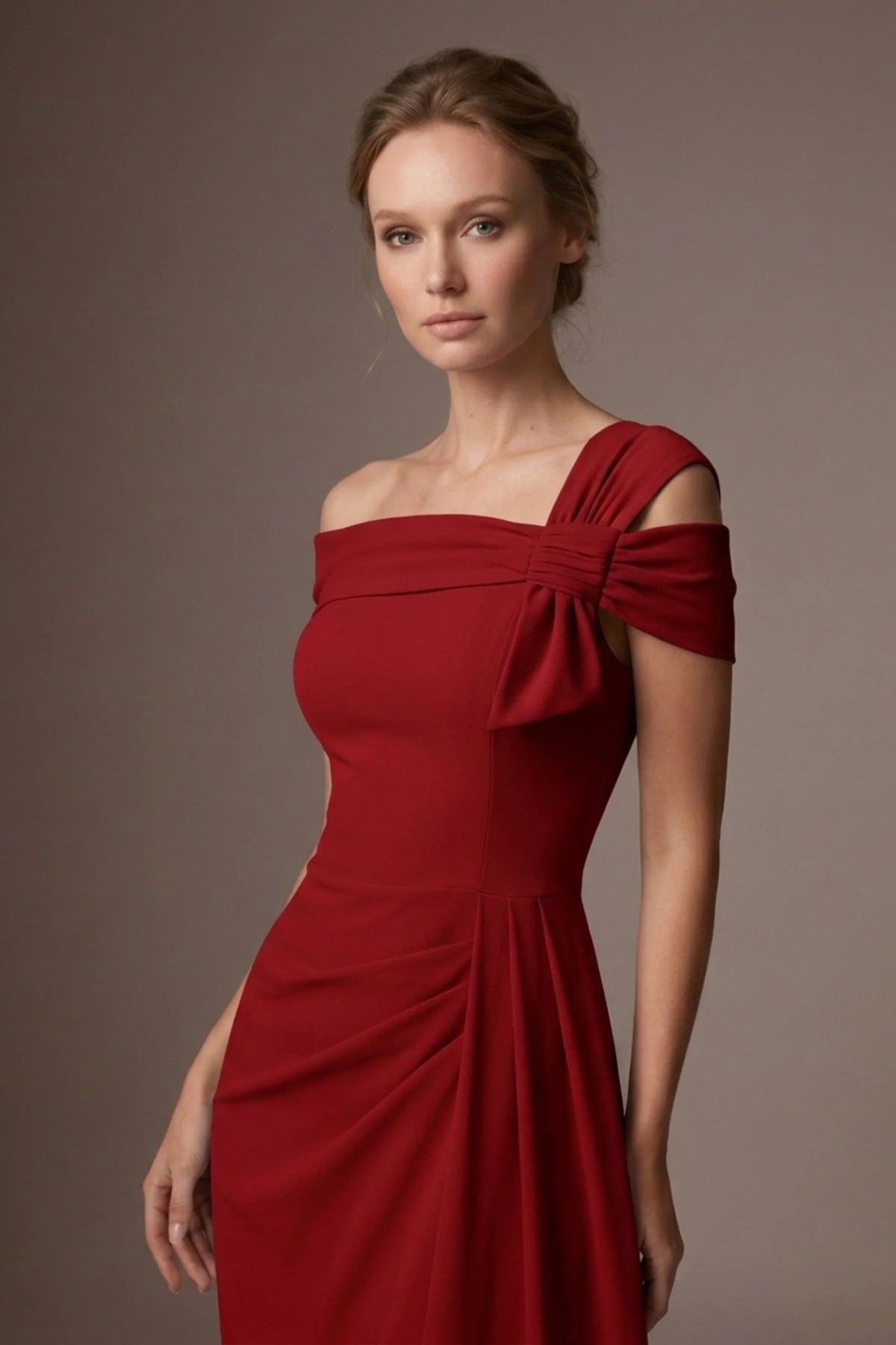 Olina Sculptural Off-The-Shoulder Drape Dress in Rosewood – Diva Catwalk, image 67