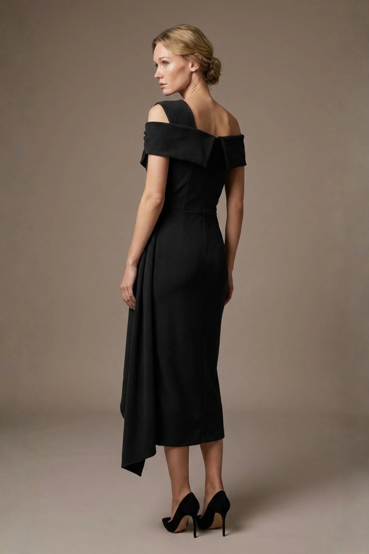 Olina Sculptural Off-The-Shoulder Drape Dress – Diva Catwalk, image 11