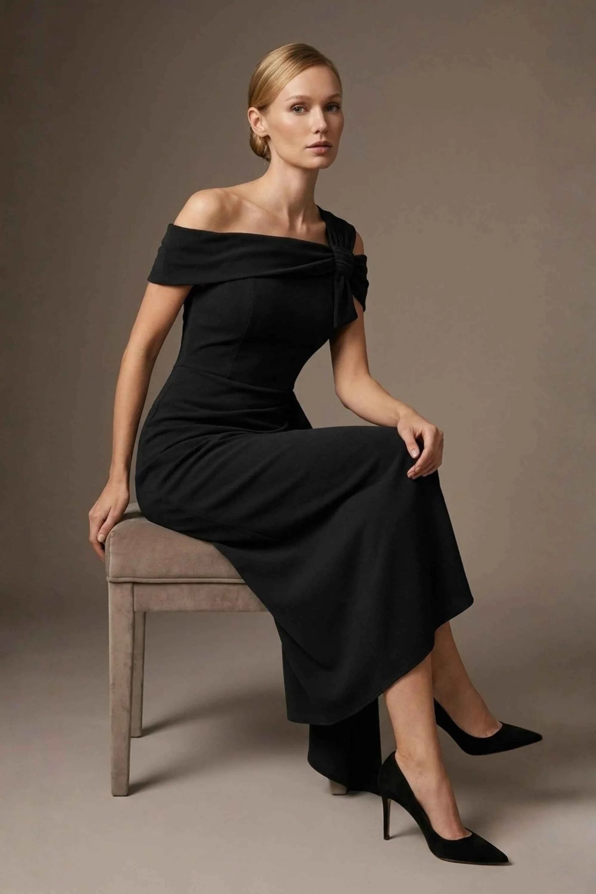 Olina Maxi Skirt - Vegas Off-The-Shoulder Drape Dress