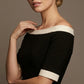 Brea Contrast Off-The-Shoulder Midi Dress – detail