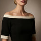 Brea Contrast Off-The-Shoulder Midi Dress – detail