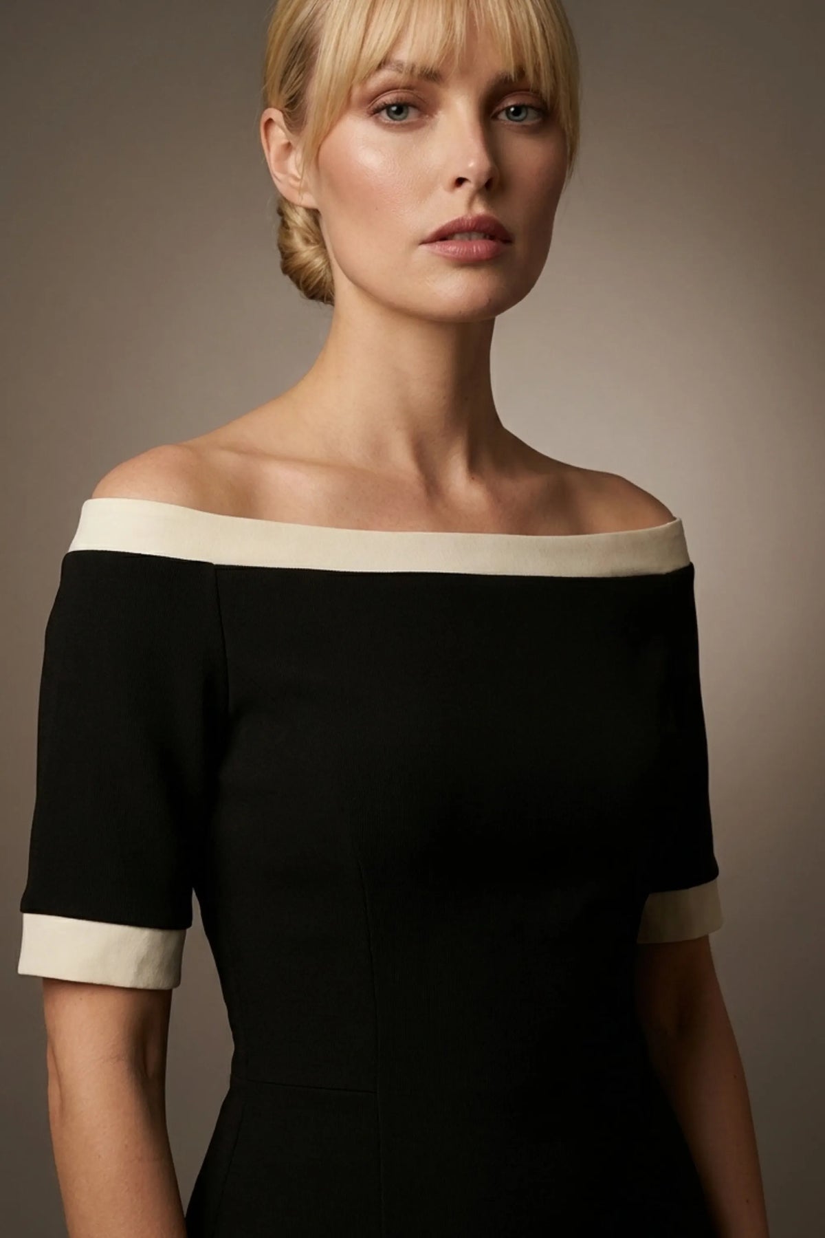 Brea Contrast Off-The-Shoulder Midi Dress – detail
