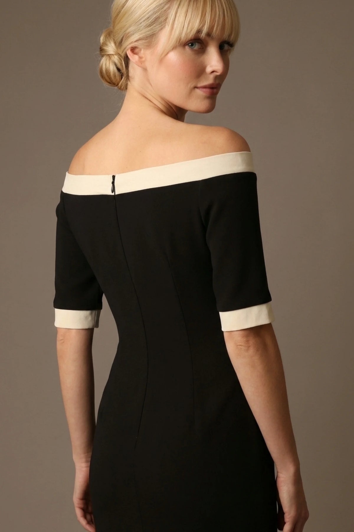 Brea Contrast Off-The-Shoulder Midi Dress – detail