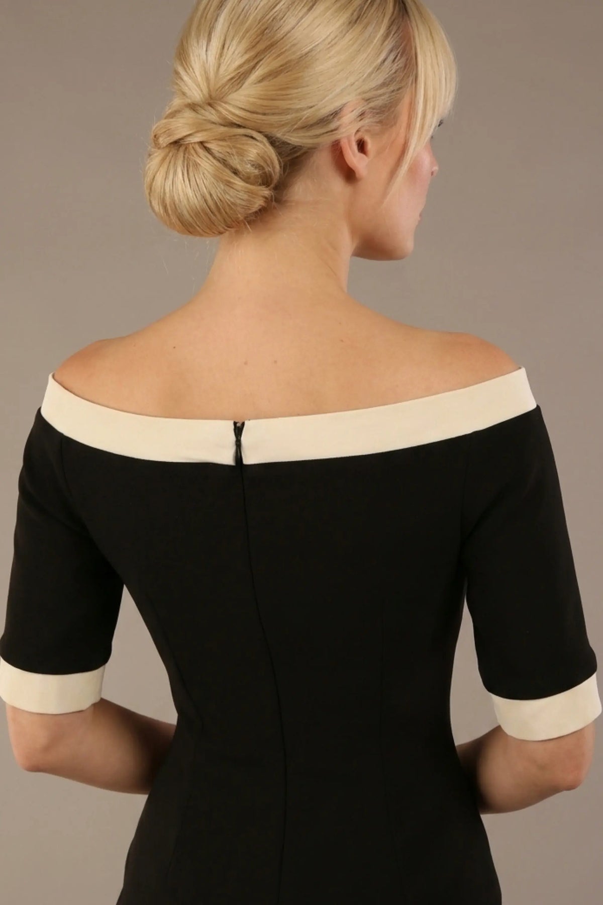 Brea Contrast Off-The-Shoulder Midi Dress – detail