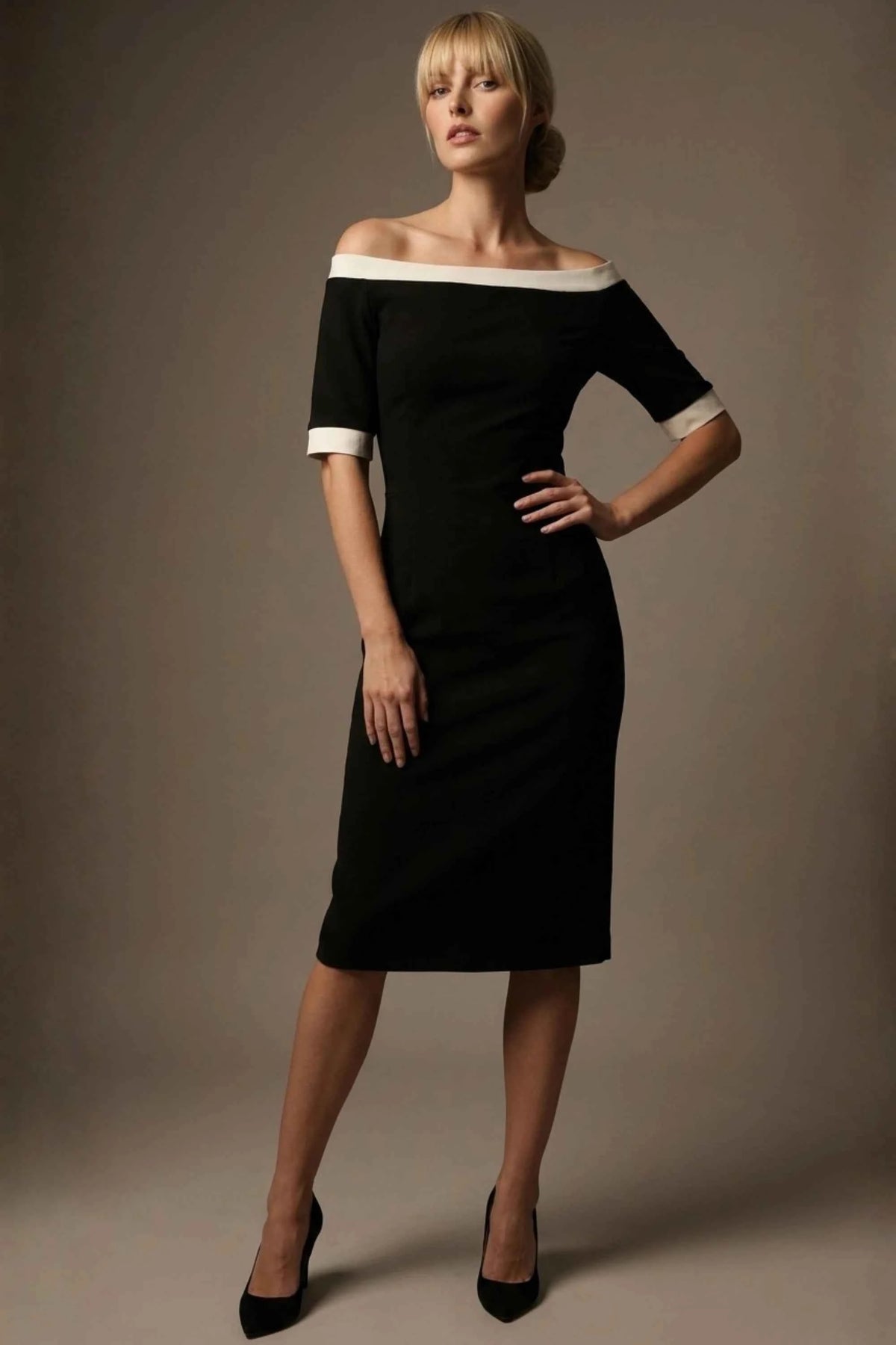 Brea Contrast Off-The-Shoulder Midi Dress – Diva Catwalk, image 3